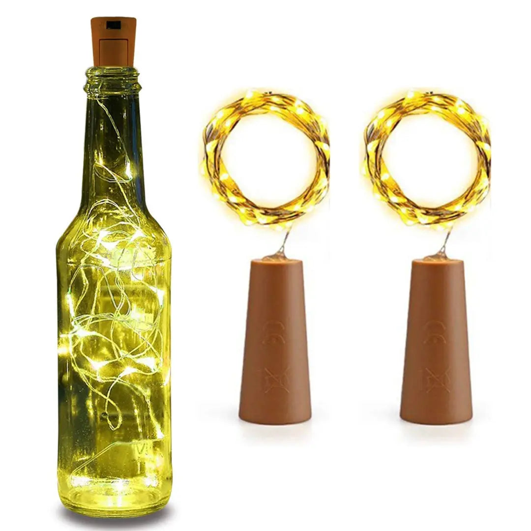 Wine bottle Cork-LED Light for Diwali, Home, Outdoor, Wall decoration, Multi Colour, Pack of 2