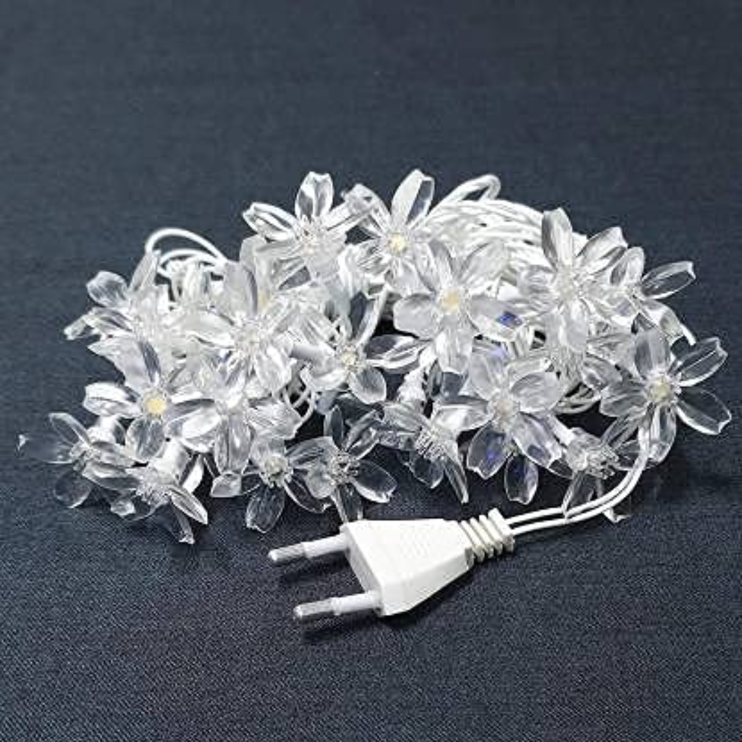 Silicon Flower Diwali LED Lights for Home decoration, Warm White, 16 Flower LEDs, Pack of 3