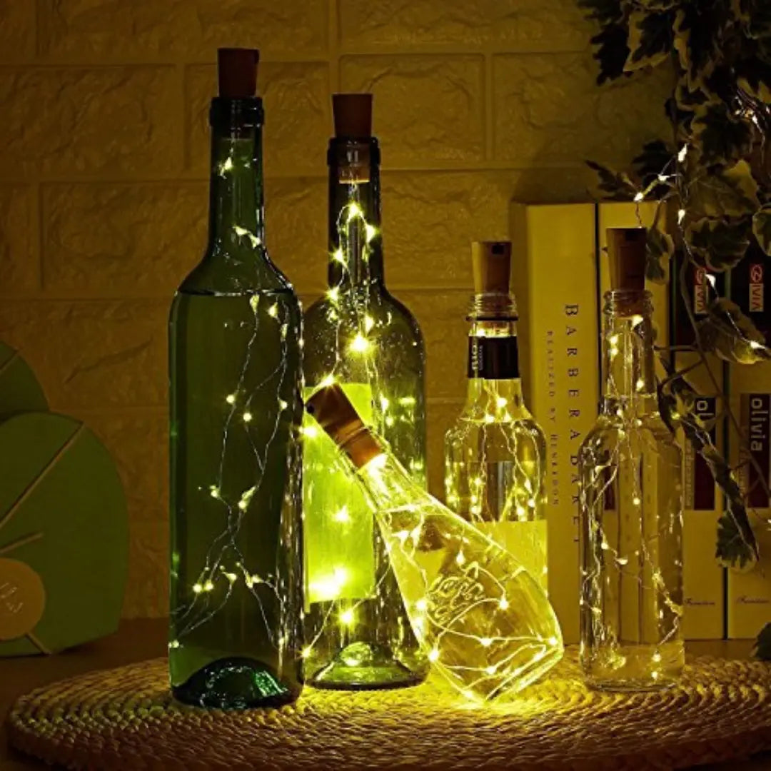 Wine bottle cork Diwali LED Light for Home, Diwali, Birthday, Outdoor Decoration, Warm White, Pack of 3 - Apollo Universe