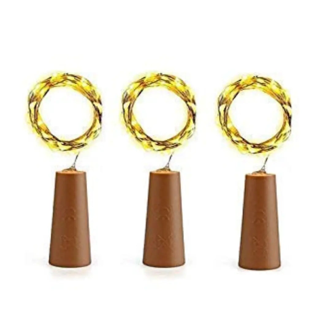 Wine bottle cork Diwali LED Light for Home, Diwali, Birthday, Outdoor Decoration, Warm White, Pack of 3 - Apollo Universe