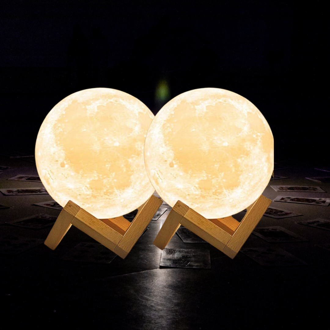 Moon Light Lamp, 3D, Rechargeable, Pack of 2