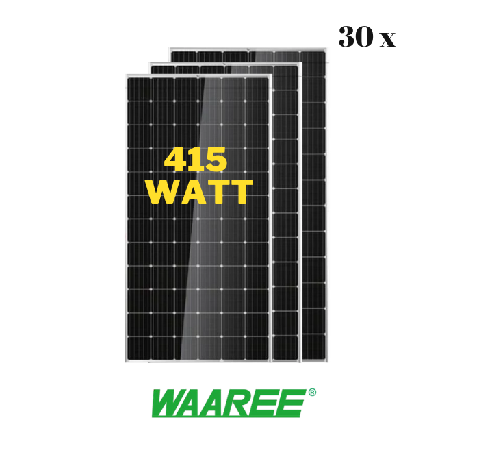 Waaree Energies 415 Watt - 24 Volts Mono Crystalline Solar Panel (Pack of 30,12.45 kW) - Apollo Universe