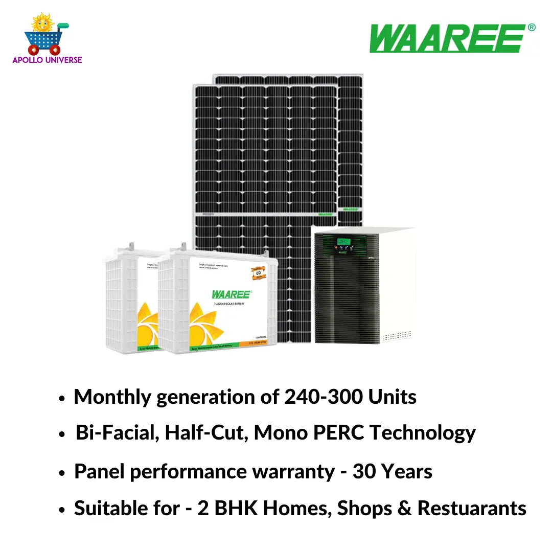 Waaree 2 Kilowatt off-grid solar rooftop combo system-Apollo Universe