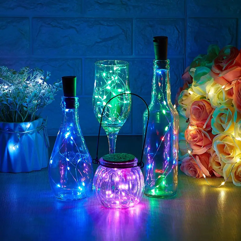 Wine bottle copper wire fairy led string lights multi-color pack of 50- Apollo Universe