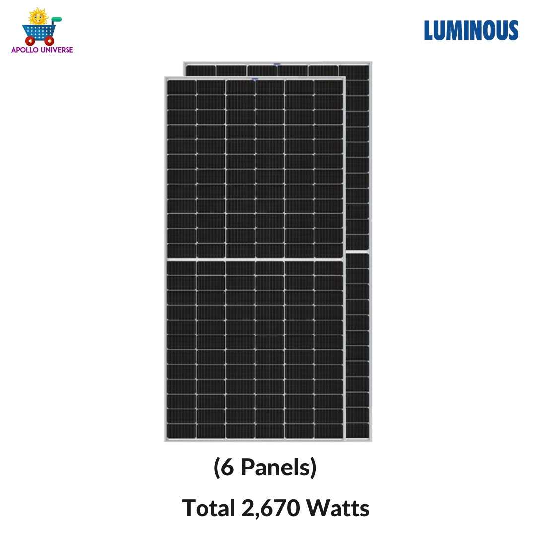 Luminous solar 445 Watts, 24 Volts, Half-Cut, Mono-Crystalline PERC solar panels, Pack of 6