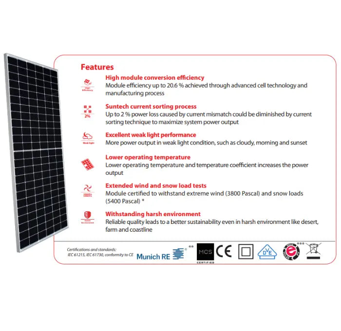Suntech 445 Watt, 24 Volts Half Cut, Bi-Facial Solar Panel (Pack of 3) - Apollo Universe