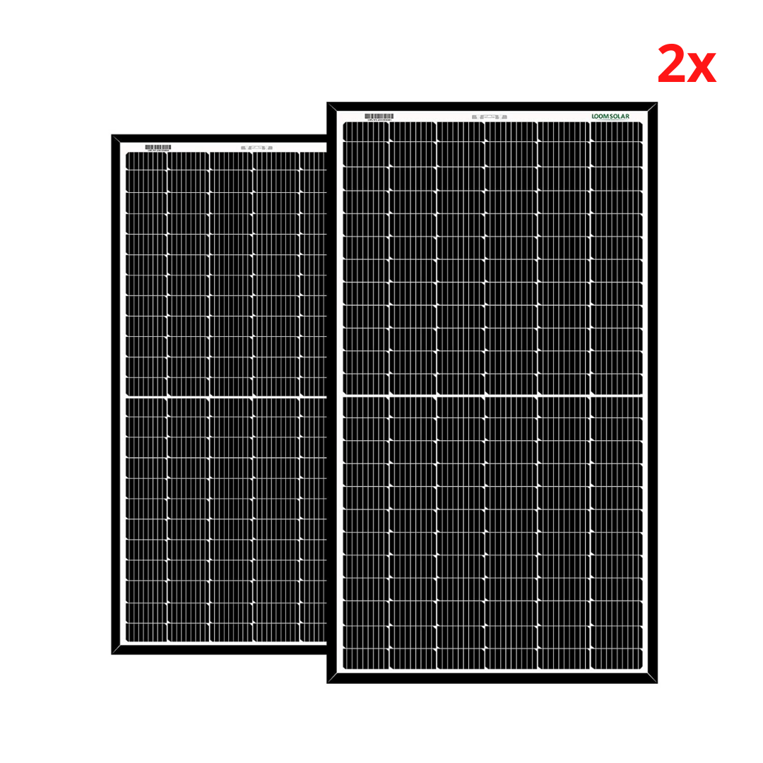 Loom Solar Shark 440 Watt - 24 Volts super high efficiency Bi-facial Half-Cut, Mono-Crystalline Solar Panel, Pack of 2