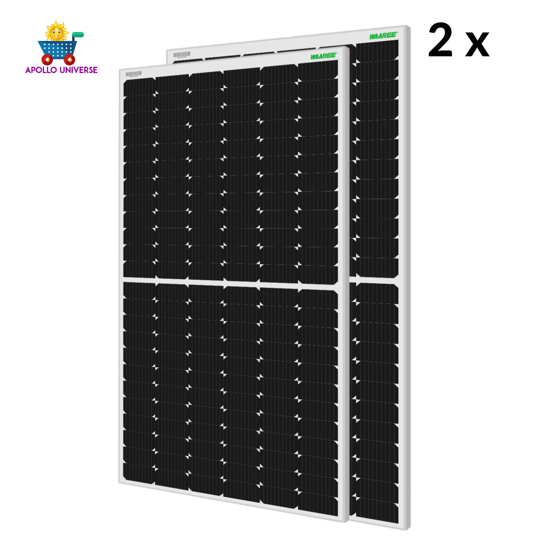 Waaree 450 Watt - 24 Volts super high efficiency, Bi-Facial, Half-Cut, Mono-Crystalline Solar Panel, Pack of 2