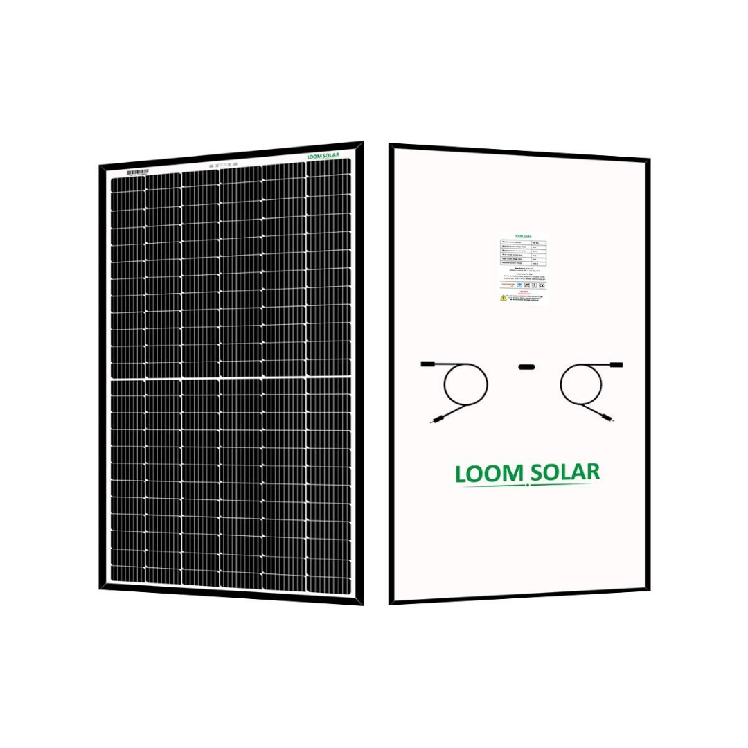Loom Solar Shark 440 Watt - 24 Volts super high efficiency Bi-facial Half-Cut, Mono-Crystalline Solar Panel, Pack of 2