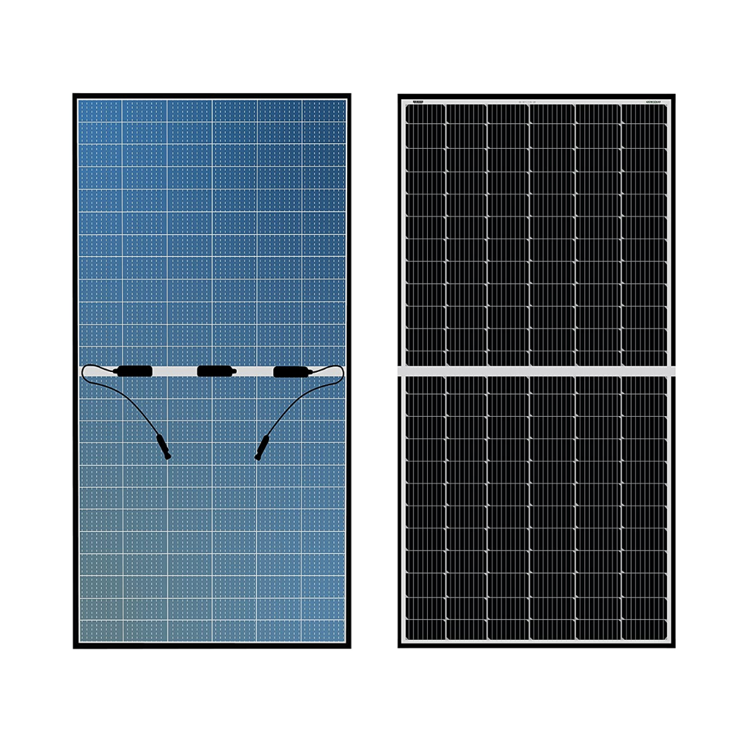 Loom Solar Shark 440 Watt - 24 Volts super high efficiency Bi-facial Half-Cut, Mono-Crystalline Solar Panel, Pack of 2