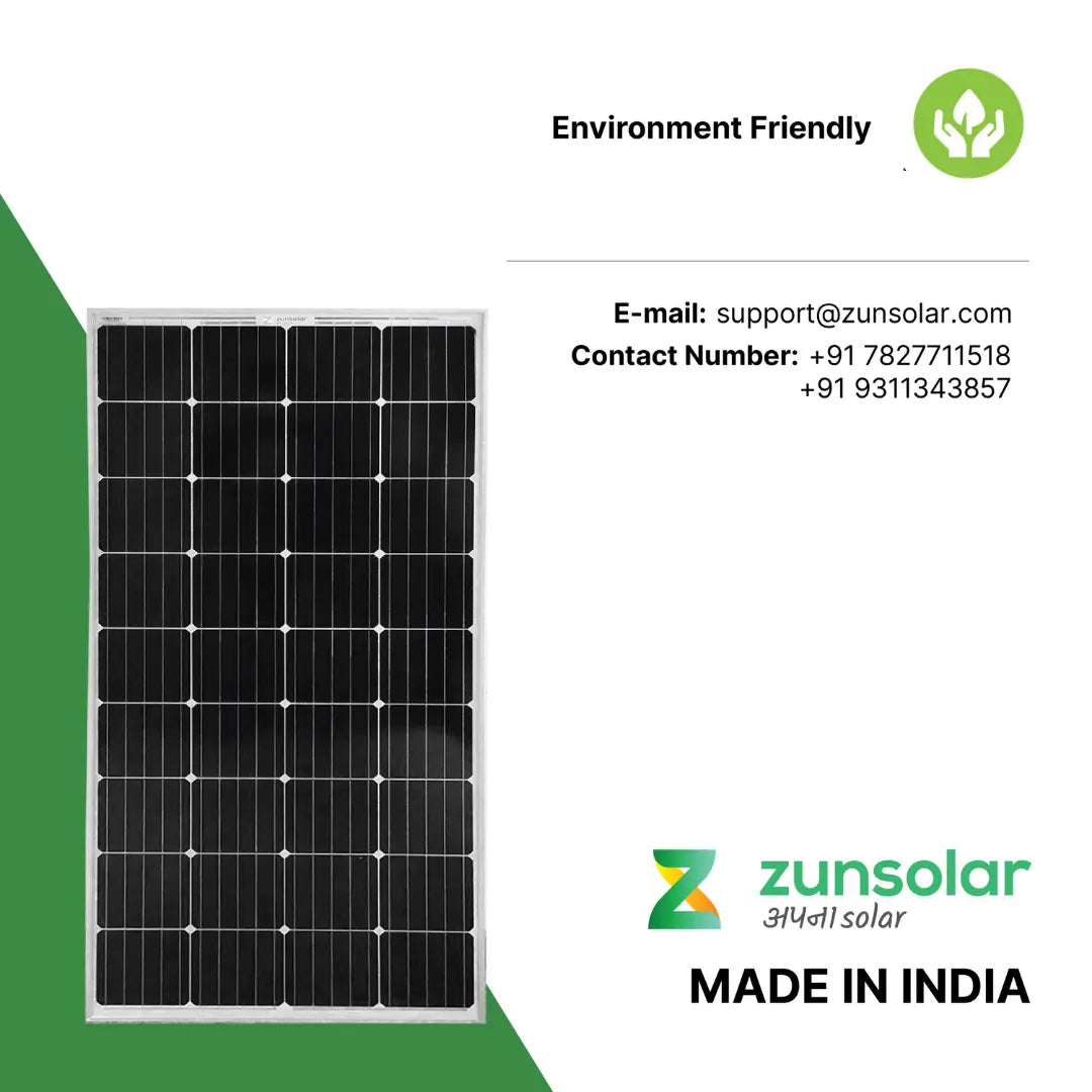 ZunSolar Carat 24 ZR 100 Watt Mono-Crystalline Solar Panel for solar home light system and small battery charging, Pack of 1 Apollo Universe Services
