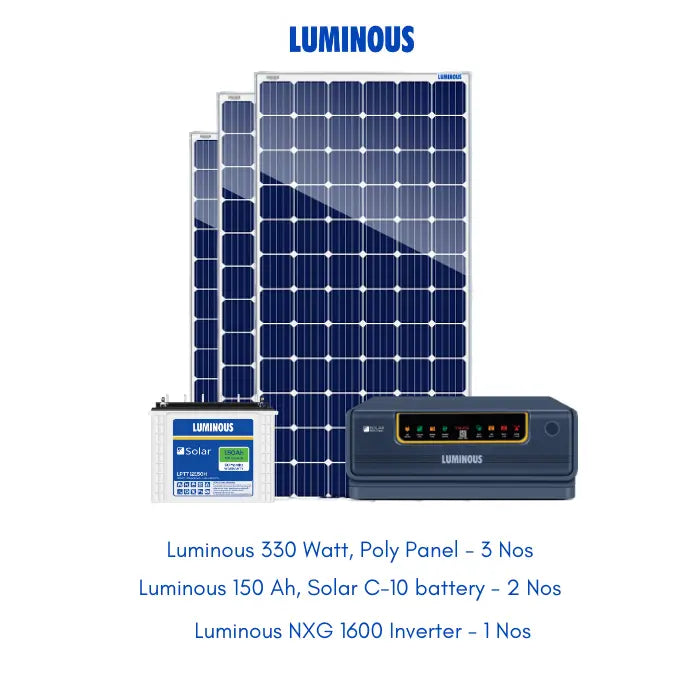 Luminous Solar 1 kW, Poly-Crystalline off-grid combo kit (without installation) - Apollo Universe