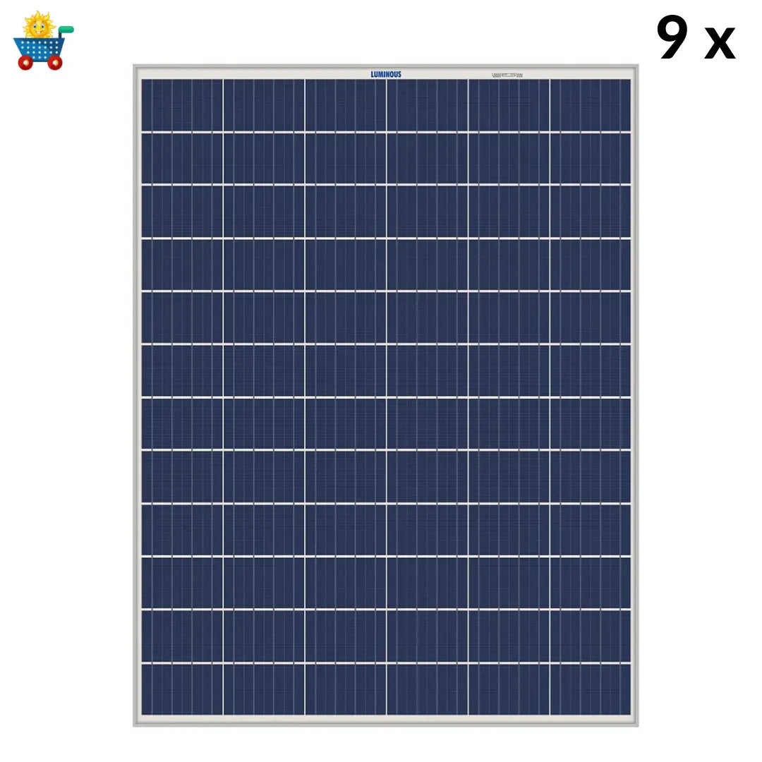 Luminous solar 3 kilowatt, Polycrystalline, solar off-grid system with Luminous off grid PCU 3.75 kVA MPPT Inverter & Luminous 150 Ah solar C-10 batteries (4 Nos)- Combo Kit Luminous Solar