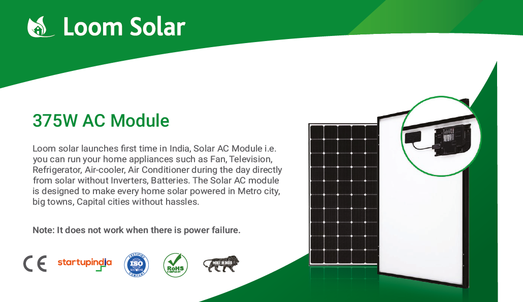 Loom Solar 390 Watt - 230 Volts AC Mono Crystalline Solar Panel (Pack of 2) - Apollo Universe