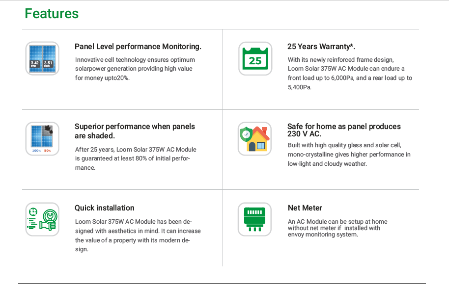 Loom Solar 390 Watt - 230 Volts AC Mono Crystalline Solar Panel (Pack of 2) - Apollo Universe