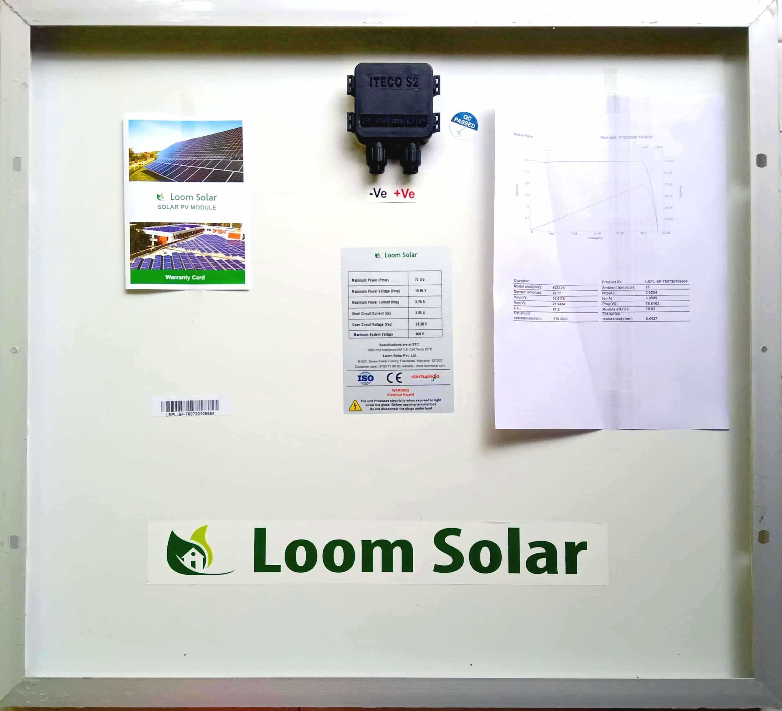 Loom Solar 75 Watt - 12 Volts Mono Crystalline Solar Panel, Pack of 5 - Apollo Universe