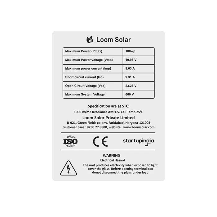 Loom Solar 180 Watt - 12 Volts Mono Crystalline Solar Panel (Pack of 4) - Apollo Universe