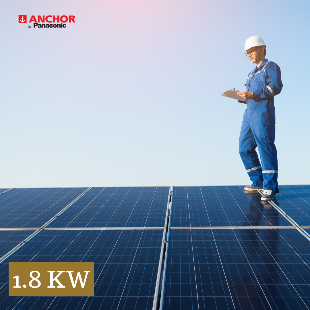 Panasonic 1.8 kilowatt, Half-Cut, Mono-Crystalline, Off-Grid solar rooftop system with Luminous MPPT Inverter and high performance LiFePo4 battery with complete installation