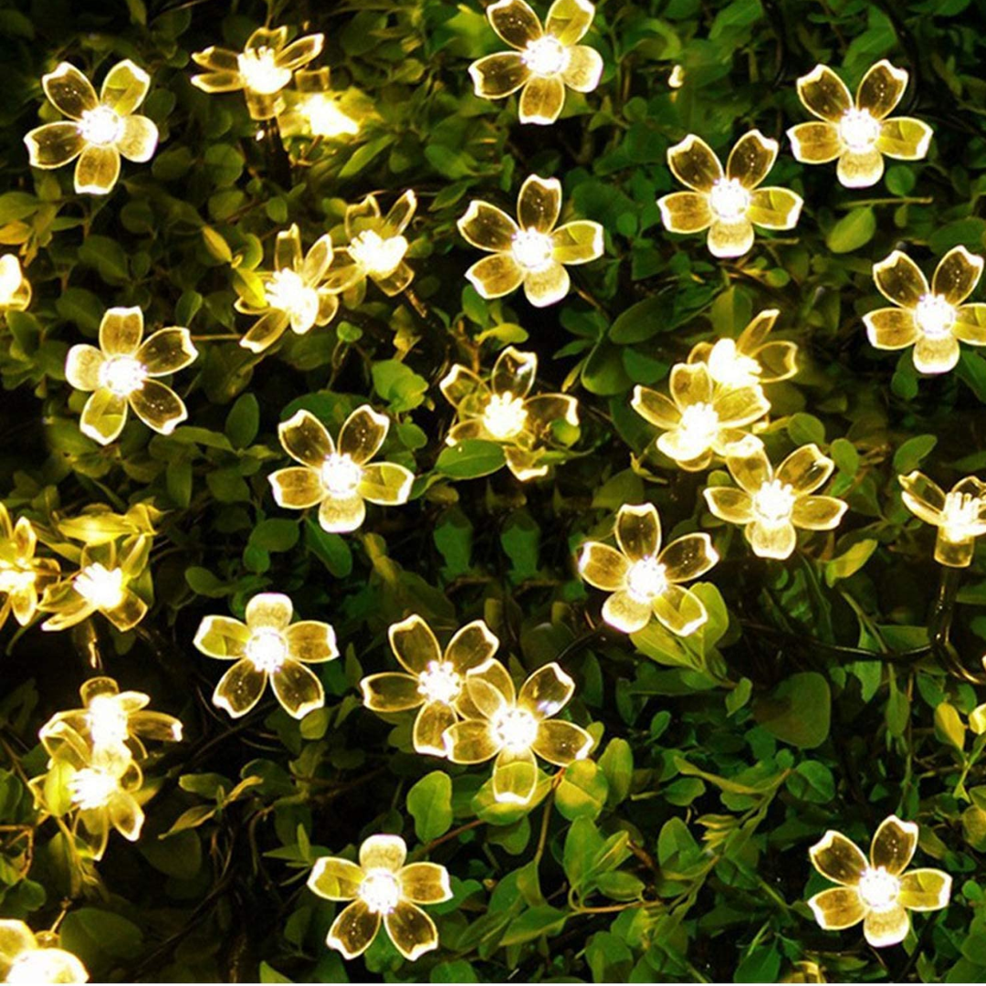 Silicon Flower Diwali LED Lights for Home decoration, Warm White, 16 Flower LEDs, Pack of 3
