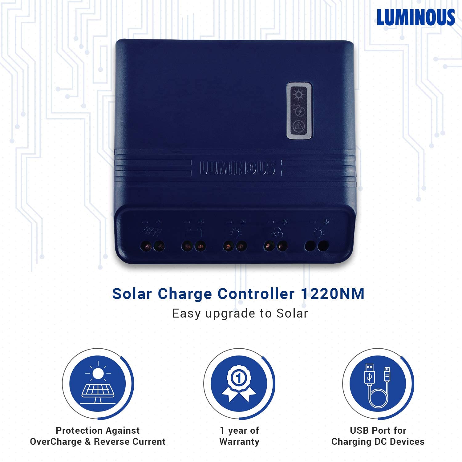 Luminous Solar Charge Controller 12 Volts/ 20 Amps, PWM Charge Controller with USB port