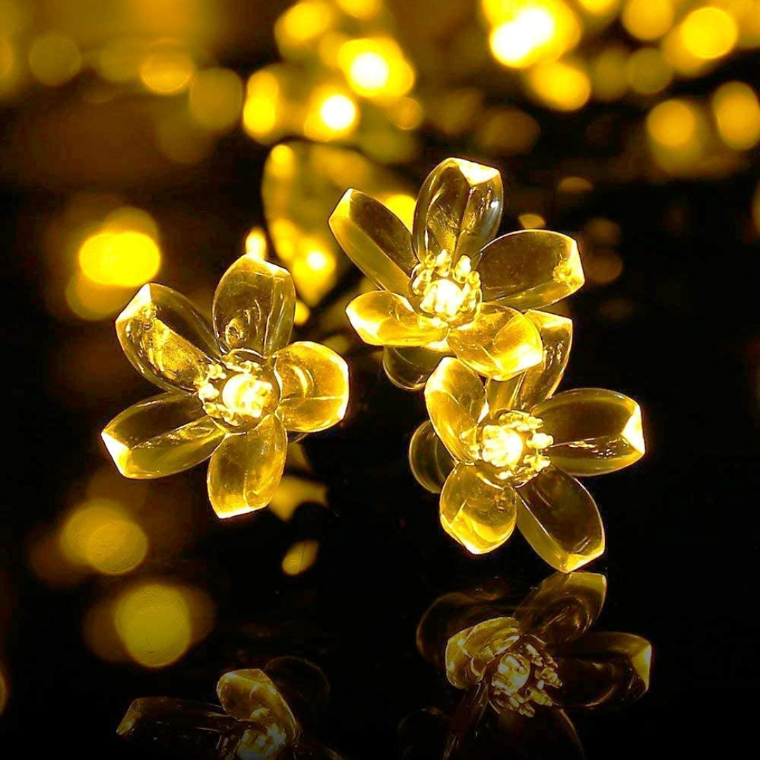 Silicon Flower Diwali LED Lights for Home decoration, Warm White, 16 Flower LEDs, Pack of 1