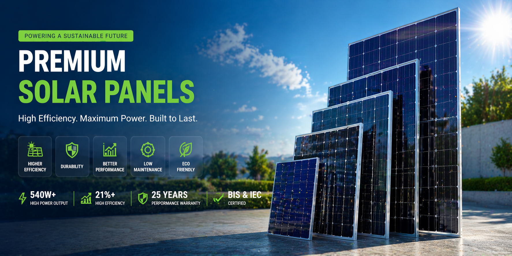 solar panels for home rooftop system high efficiency 540W mono crystalline panels with 25 years warranty and BIS IEC certified