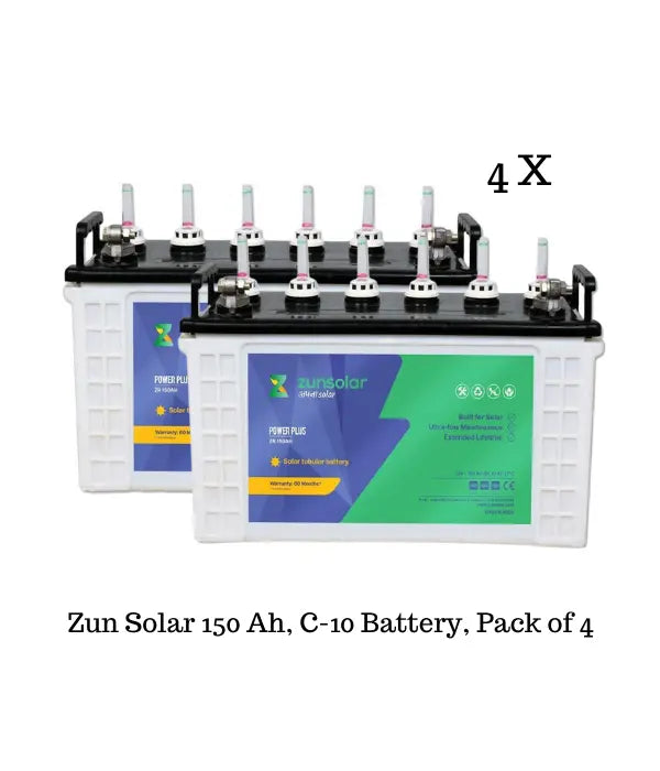 Zun Solar 150 Ah, 12 Volts Solar C-10 Battery, Pack of 4 - Apollo Universe