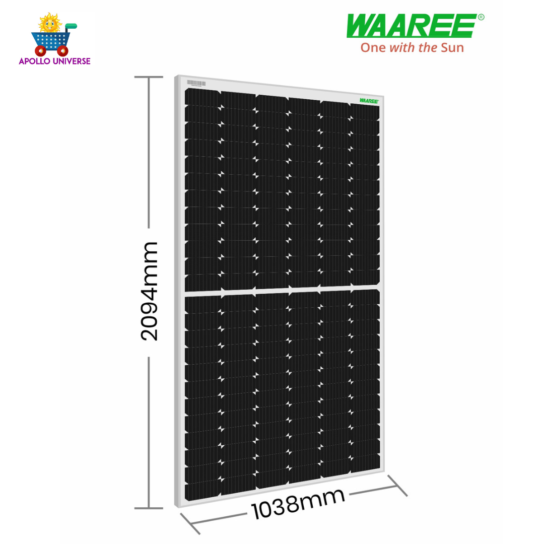 Waaree 450 Watt - 24 Volts super high efficiency, Bi-Facial, Half-Cut, Mono-Crystalline Solar Panel, Pack of 2