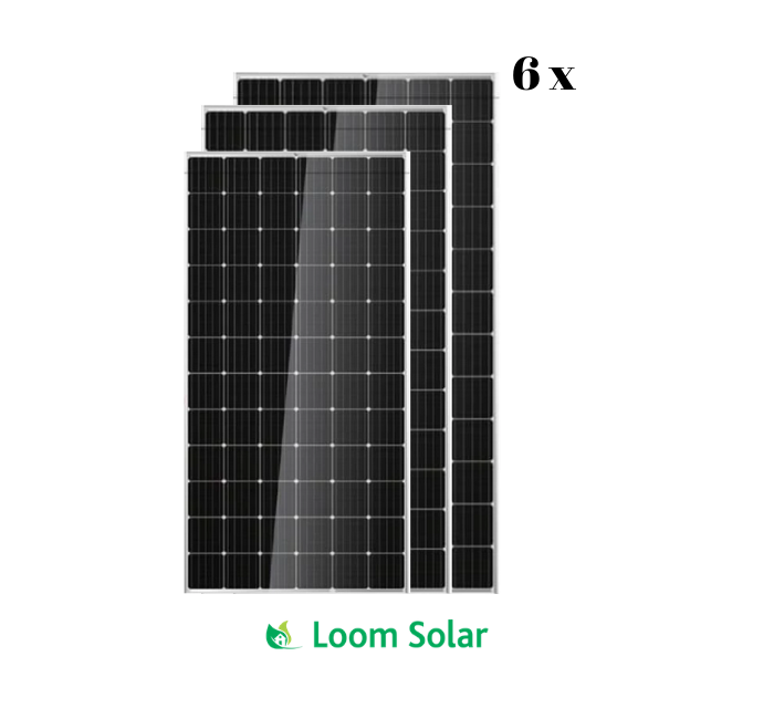 Loom Solar 375 Watt - 24 Volts Mono Crystalline Solar Panel (Pack of 6)