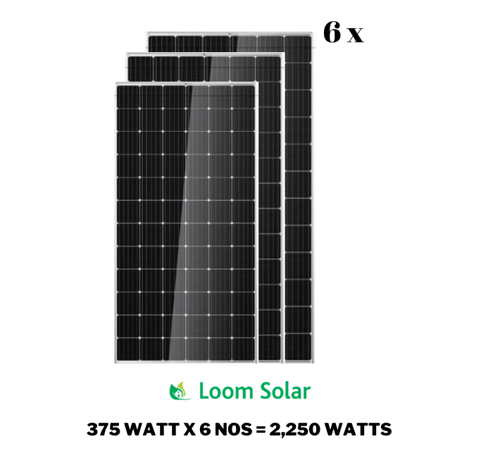 Loom Solar 375 Watt - 24 Volts Mono Crystalline Solar Panel (Pack of 6) - Apollo Universe