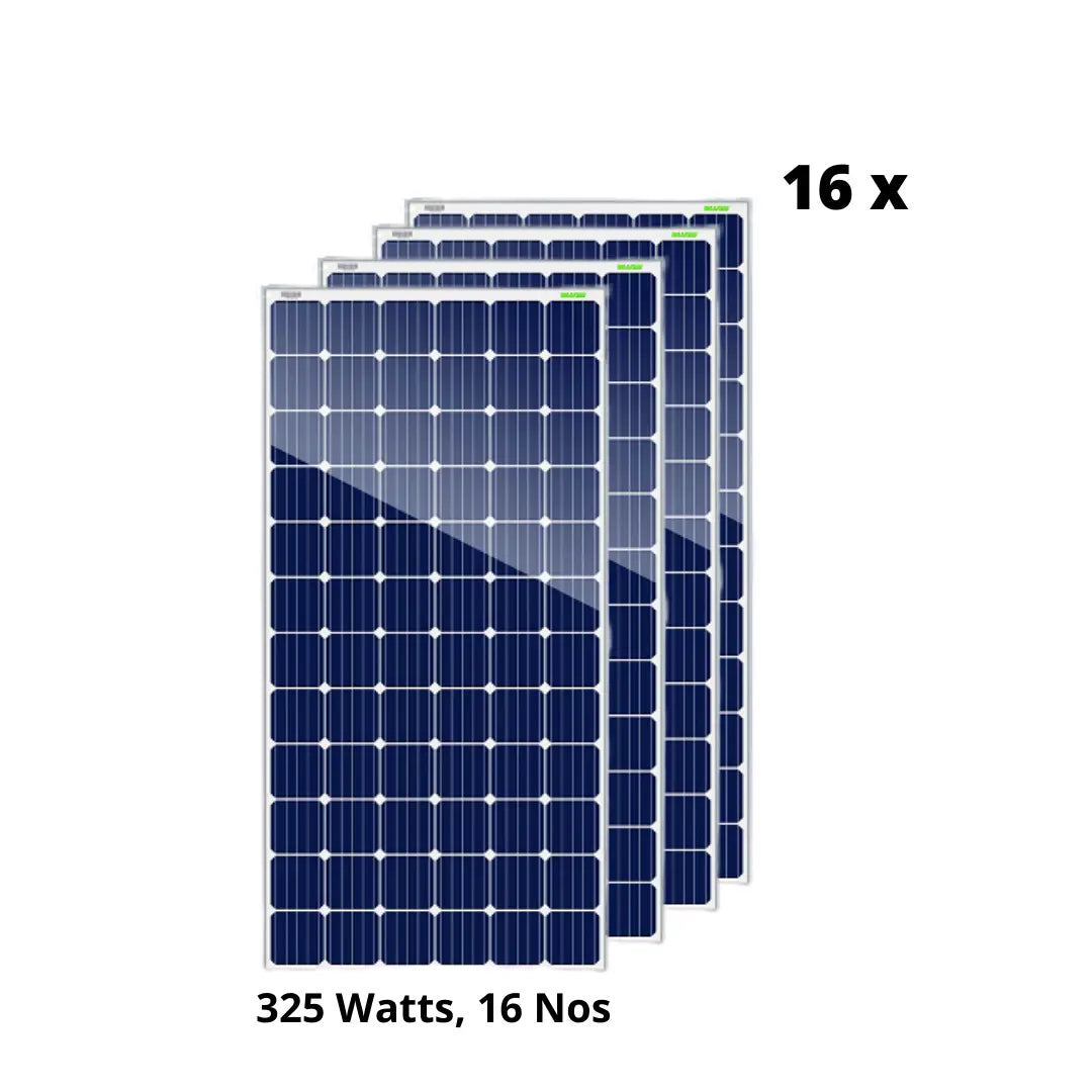 Waaree Energies 5.2 kilowatt offgrid solar rooftop system (Poly-Crystalline) installation with 1 year AMC - Apollo Universe