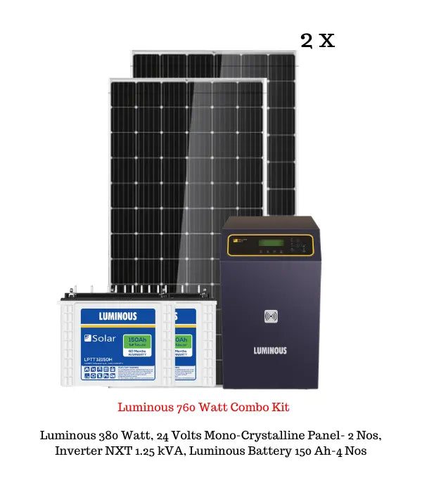Luminous Solar 760 Watts, 1-Phase Mono Crystalline Solar Off-Grid Combo Kit, BIS Certified - Apollo Universe