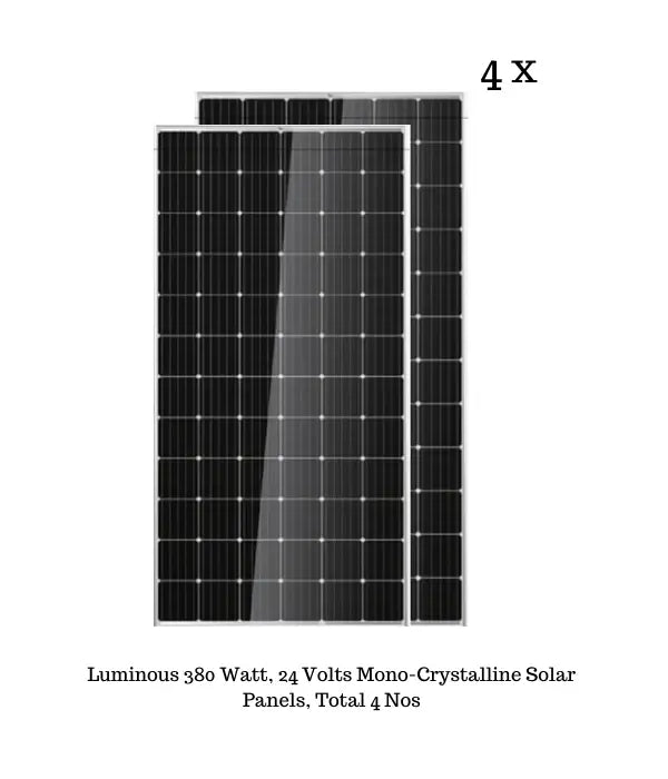 Luminous Solar 1.5 KW Mono Crystalline Solar Rooftop off-grid Kit with MPPT Inverter, BIS Certified - Apollo Universe