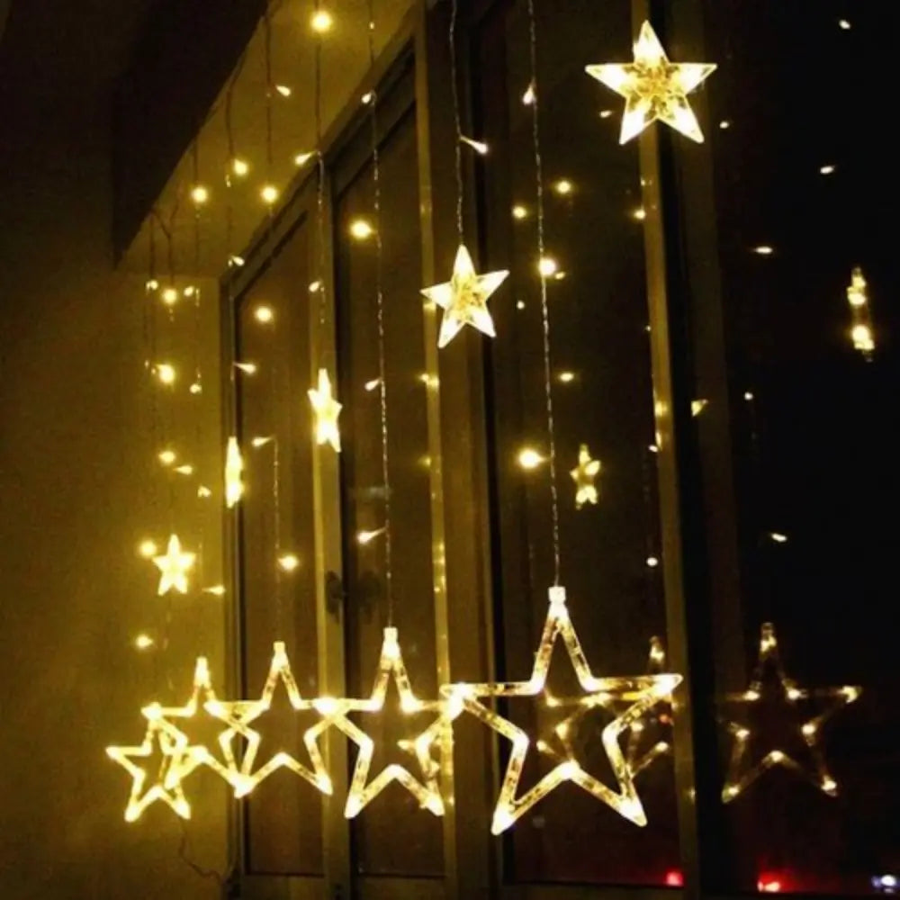 Star shaped curtain led lights for diwali decoration, Pack of 4- Apollo Universe