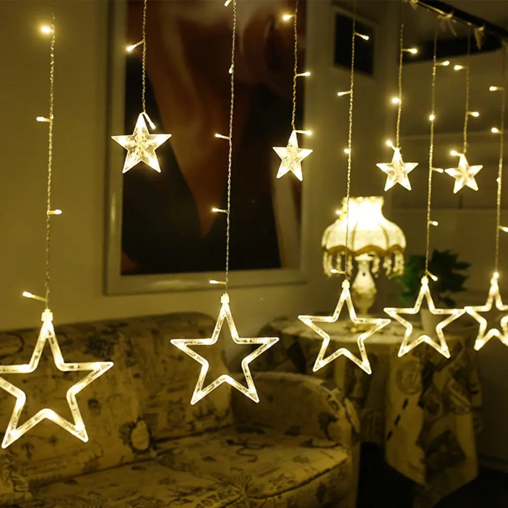 Star shaped curtain led lights for diwali decoration, Pack of 3- Apollo Universe
