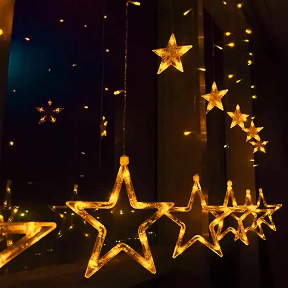 Star shaped curtain led lights for diwali decoration, Pack of 3- Apollo Universe