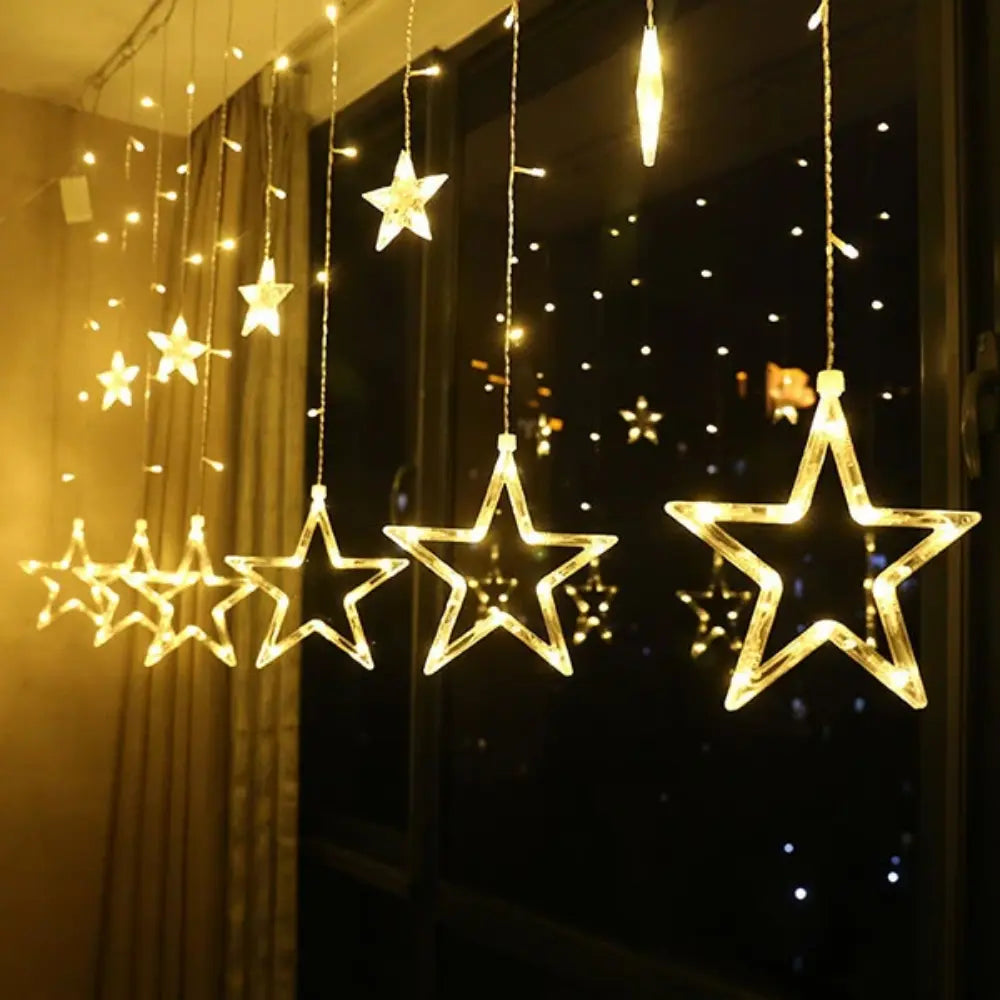 Star shaped curtain led lights for diwali decoration, Pack of 2- Apollo Universe 
