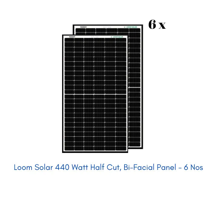 Loom Solar 2.6 kW (2640 Watts) SHARK Bi-Facial, Combo Kit with Luminous MPPT Inverter - Apollo Universe