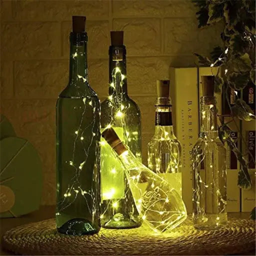 Apollo Universe- 20 LED Wine Bottle Cork Lights Copper Wire String Lights, 2M Battery Operated Wine Bottle Fairy Lights Bottle - Pack of 2, Warm White (Warm White) - Apollo Universe
